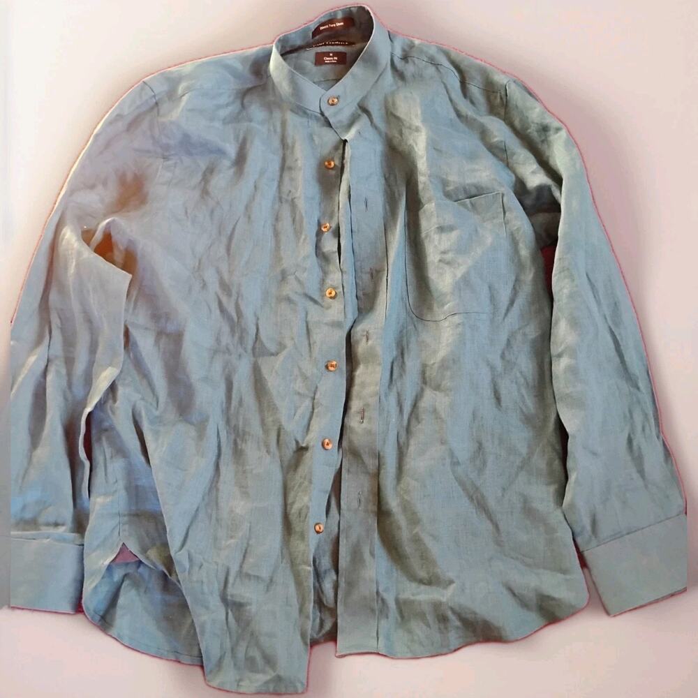 Paul Fredrick Men's Linen Medium Long Sleeve Button Down Turquoise Nwot